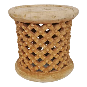 Mid 20th Century Vintage Raw Bamileke Wood Side Table