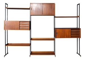 Vintage 20th Century Italian Modular Teak Wall Cabinet, 1960s