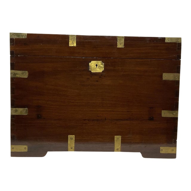 Teak and Brass Campaign Trunk For Sale