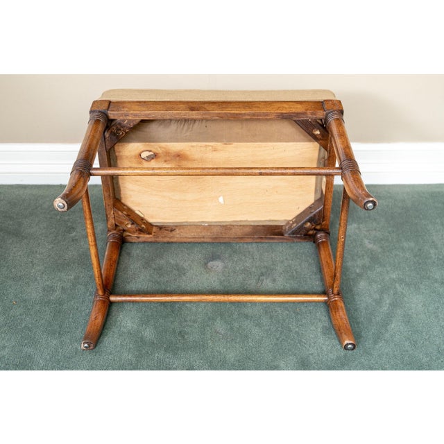 Vintage Faux Bamboo Upholstered Vanity Foot Stool For Sale In New York - Image 6 of 8