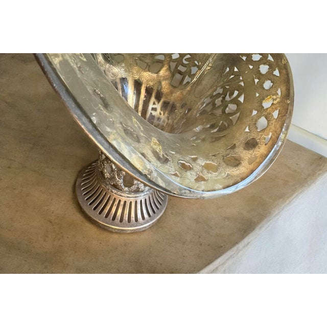 Antique German George Roth Hanau Repoussé 800 Silver Brides Basket Vase Decor For Sale - Image 10 of 12