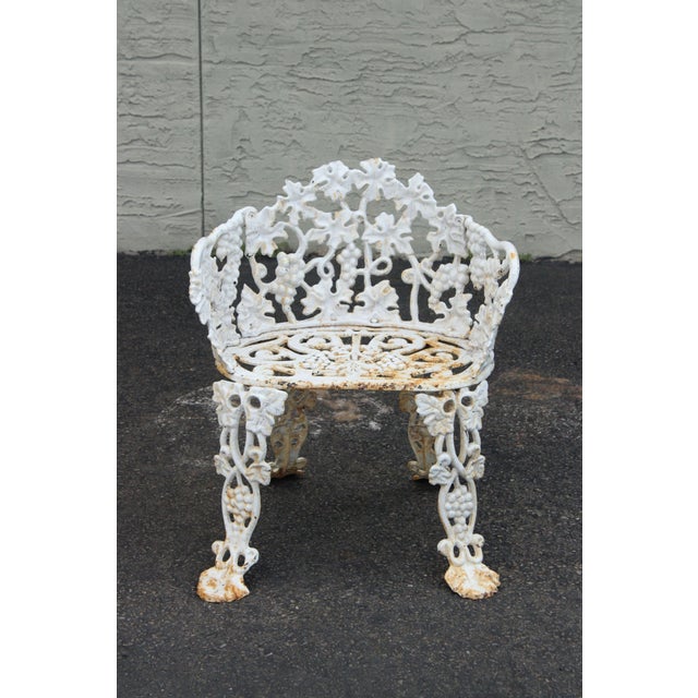 Mid 20th Century Mid 20th Century Victorian Style Pair Cast Iron Grapevine Leaves Garden Chairs, Pair For Sale - Image 5 of 12