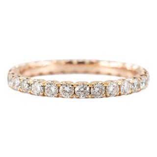 Ladies 18k Rose Gold 1.02ctw Round Diamond Full Eternity Wedding Band Ring For Sale