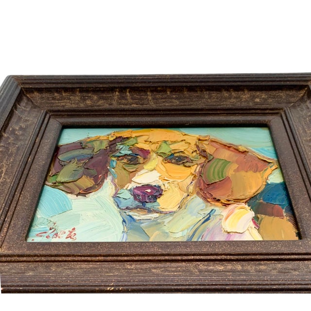 Late 20th Century Dog Painting Beagle Portrait Thick Acrylic on Canvas Signed Home Gift Decor For Sale - Image 4 of 7