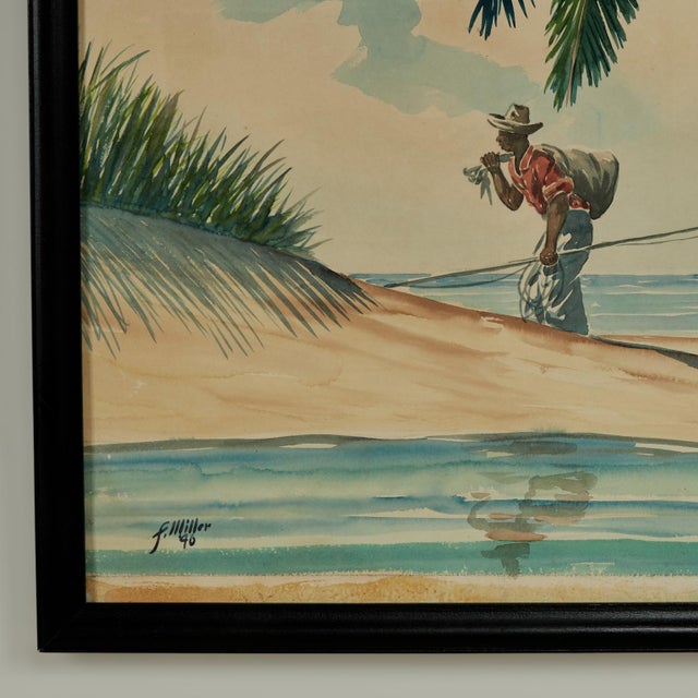 1940s Vintage Tropical Watercolor For Sale - Image 5 of 9