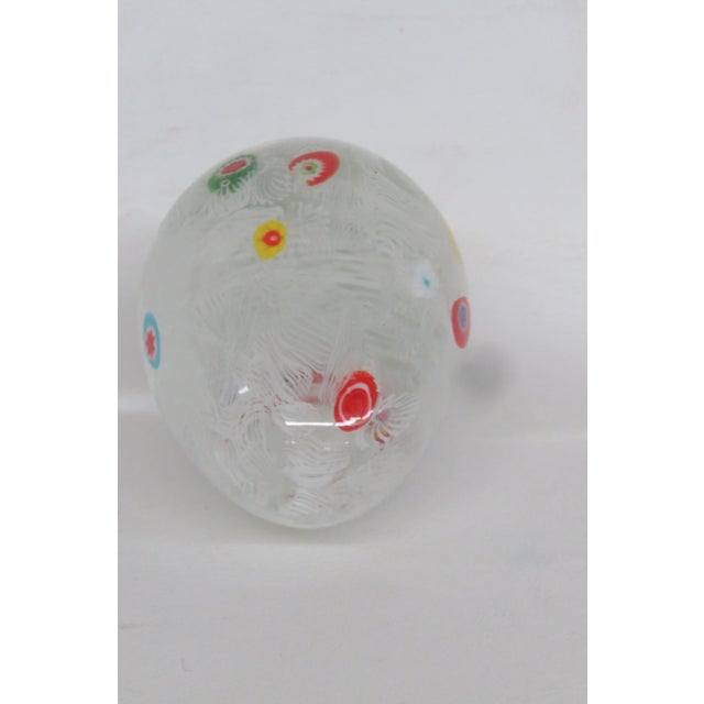 Late 20th Century Murano Latticino Millefiori Art Glass Egg Large Italian Paper Weight 4810b For Sale - Image 5 of 10