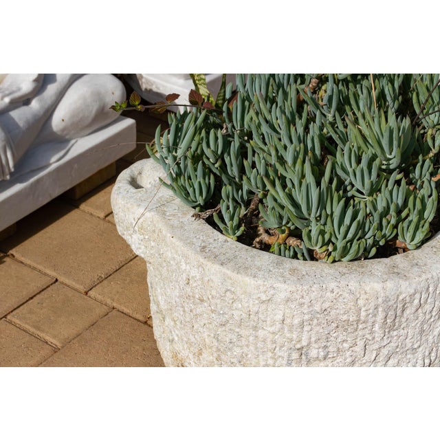 Alabaster Monumental Chiseled Alabaster Marble Basin For Sale - Image 8 of 9