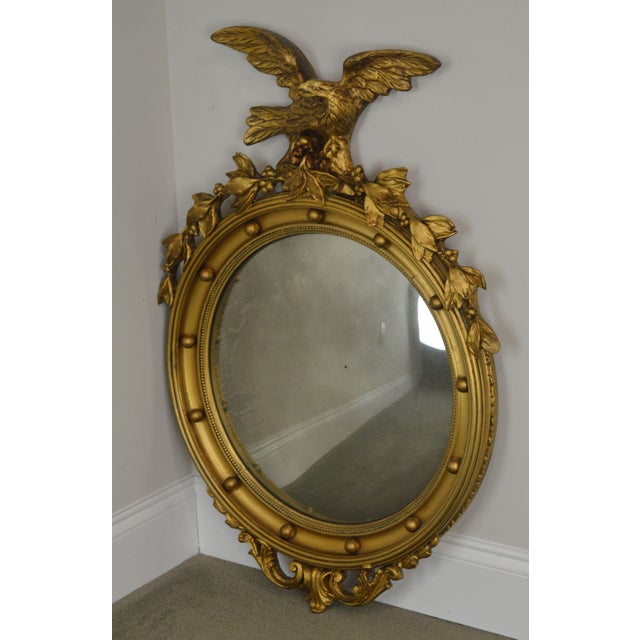 Federal Style Vintage Eagle Carved Gold Gilt Bulls Eye Mirror Chairish
