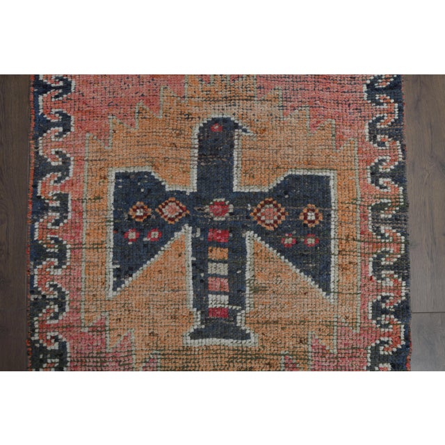 1970s Vintage Turkish Oushak Handmade Wool Cotton Pink Runner Rug For Sale - Image 9 of 11