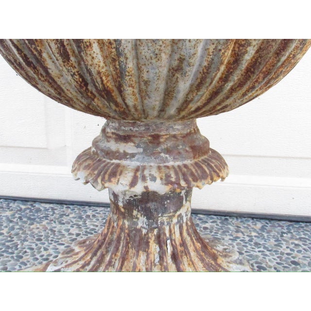 Antique French Cast Iron Garden Urn For Sale - Image 13 of 15