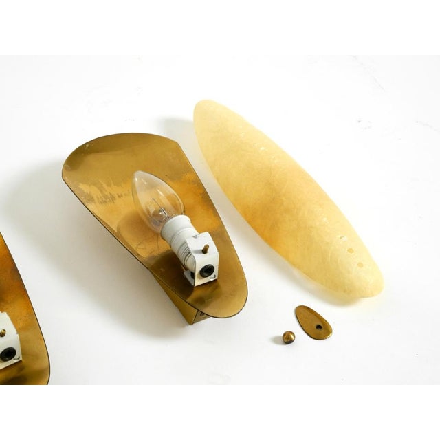 Mid-Century Modern Brass Wall Lamps with Fiberglass Shades, 1950s, Set of 2 For Sale - Image 15 of 18