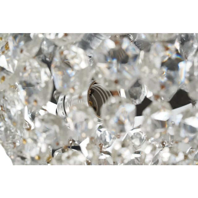 Late 20th Century Restored 9 In. Faceted Crystal Flush Mount Ceiling Light For Sale In New York - Image 6 of 9