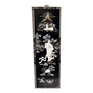 A Four Set of Mid to Late Century Chinese Lacquer Panels With Carved Mother-of-Pearl Inlay. For Sale