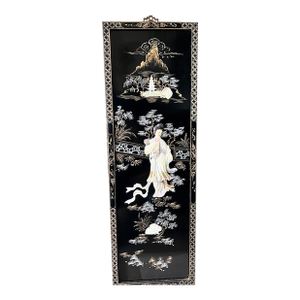 A Four Set of Mid to Late Century Chinese Lacquer Panels With Carved Mother-of-Pearl Inlay.