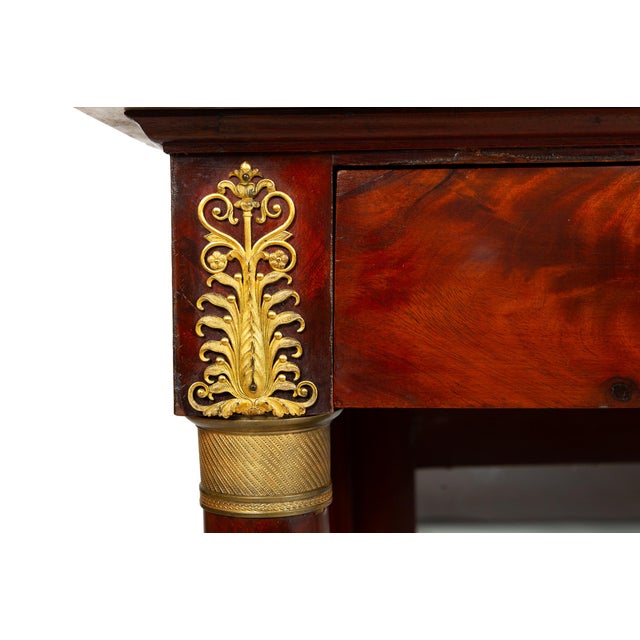 French Empire Antique Mahogany Gilt Bronze Marble Pier Table Circa 1820 For Sale - Image 12 of 18