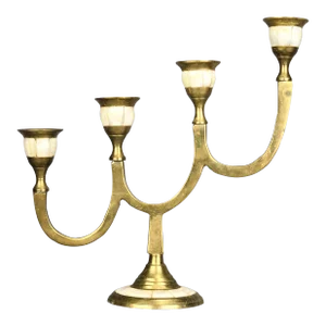 Vintage Solid Brass Mother of Pearl Candelabra