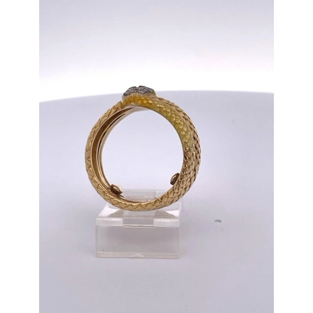 Metal 1960s Masriera 18k Enamel Snake Ring Size 7 For Sale - Image 7 of 12