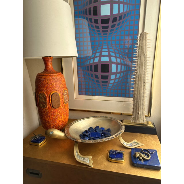 1970s Brass and Abalone Shell Turtle Sculpture Platter For Sale - Image 10 of 12