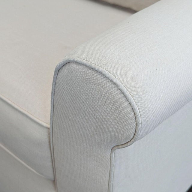 Textile Pottery Barn Buchanan 3-Seat Beige Sofa With Rolled Arms For Sale - Image 7 of 10