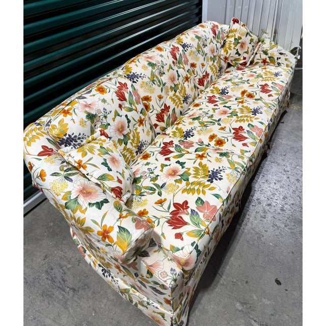 Mid 20th Century Mid 20th Century Ethan Allen Floral Upholstered Three-Seat Sofa For Sale - Image 5 of 12