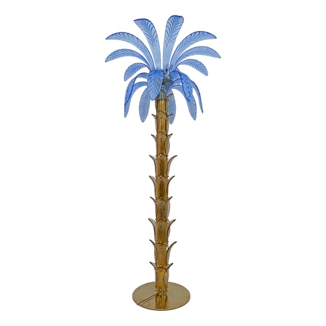 Murano Glass and Brass Palm Tree Floor Lamp, 1970s For Sale