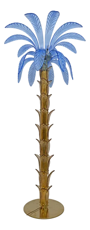 Murano Glass and Brass Palm Tree Floor Lamp, 1970s
