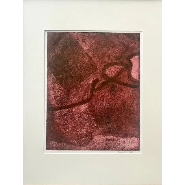 Original modernist abstract etching by Oscar Murillo signed lower right. Oscar Murillo 1940 – 2017 was a prominent figure...