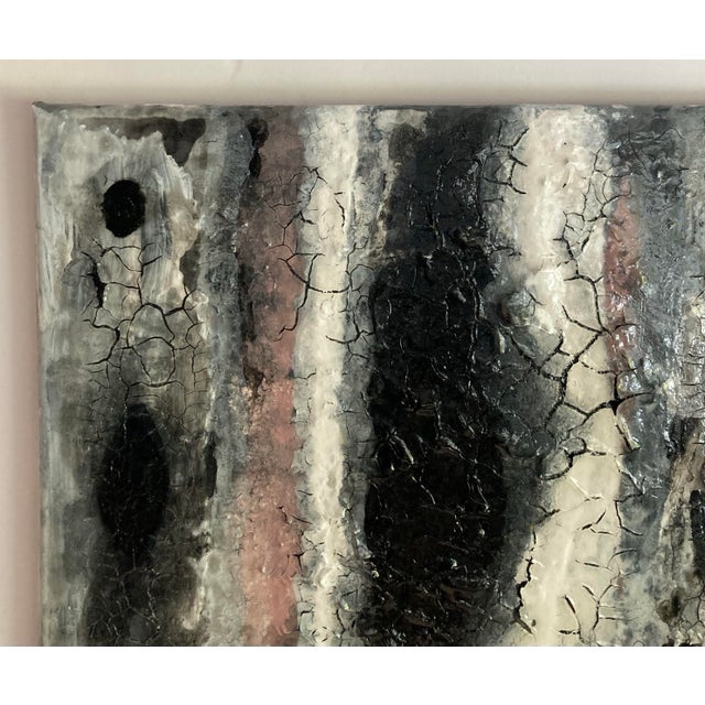 Abstract Black White and Salmon Painting For Sale - Image 4 of 4