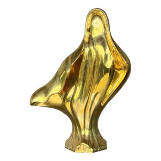 Vintage 1980s Abstract Brass Sculpture For Sale