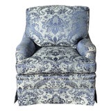 Brunchwig & Fils Blue Damask Fully Upholstered Club Chair For Sale