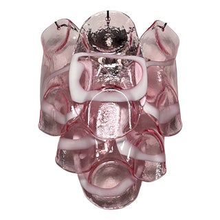 Vintage Italian Murano Wall Lights with Pink Lattimo Glasses, 1990s, Set of 2 For Sale