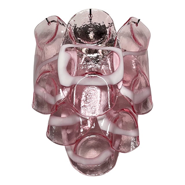Vintage Italian Murano Wall Lights with Pink Lattimo Glasses, 1990s, Set of 2 For Sale