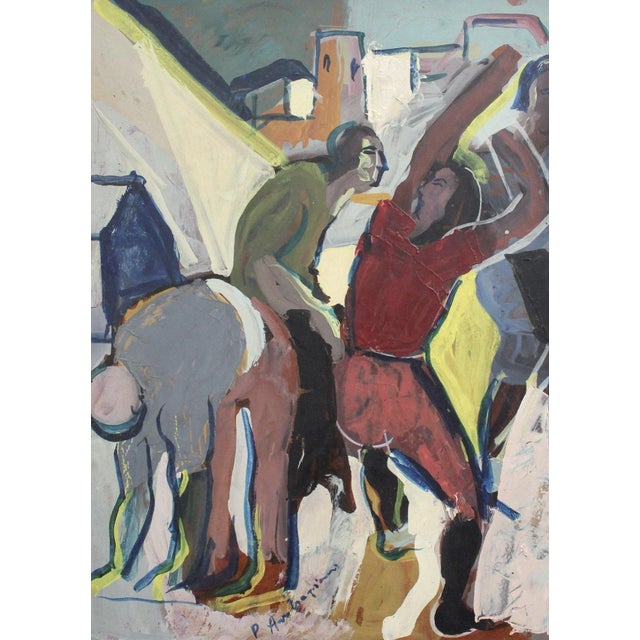 Mid-Century Modern Lively Street Scene by Pierre Ambrogiani, 1960s For Sale - Image 3 of 18