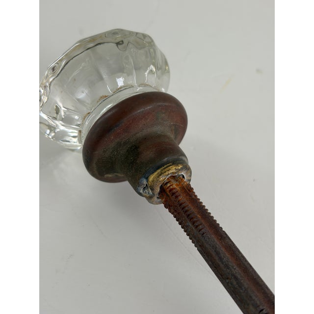 Antique Clear Glass Door Knob Set With Brass Hardware, 1920s–1930s For Sale - Image 10 of 13