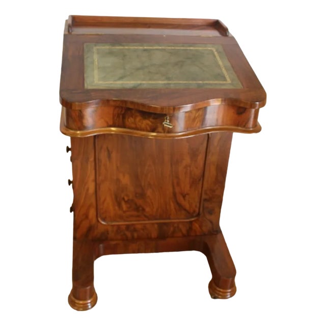 English Davenport in Walnut with Leather Top For Sale