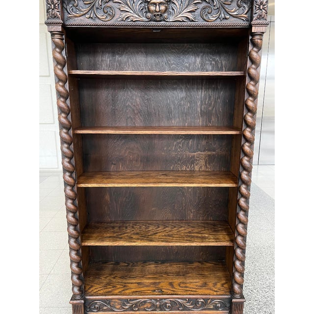 19th Century Carved Oak Bookcase Cabinet in the Style of R. J. Horner & Co. For Sale - Image 14 of 17