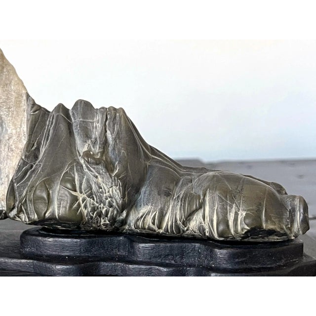 Mid 19th Century Chinese Mountain Form Scholar Stone with Display Stand For Sale - Image 12 of 13