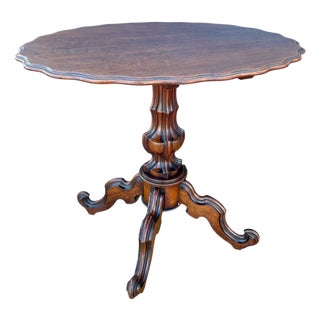 Victorian Tilt-Top Rotating Pedestal Table with Scalloped Edge, 19205 For Sale