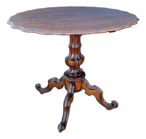Victorian Tilt-Top Rotating Pedestal Table with Scalloped Edge, 19205
