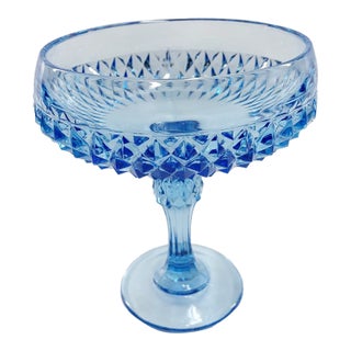 Indiana Glass Diamond Point Tall Compote Vintage For Sale