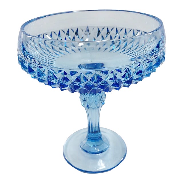 Indiana Glass Diamond Point Tall Compote Vintage For Sale