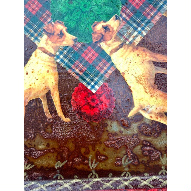 Metal Decoupage Jack Russell Terrier Dog Tray by Holly Lueders for Henri Bendel 1997 For Sale - Image 7 of 16