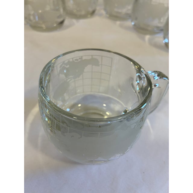 Transparent 1970s Etched World Map Glass Mugs, Set of 6 For Sale - Image 8 of 11