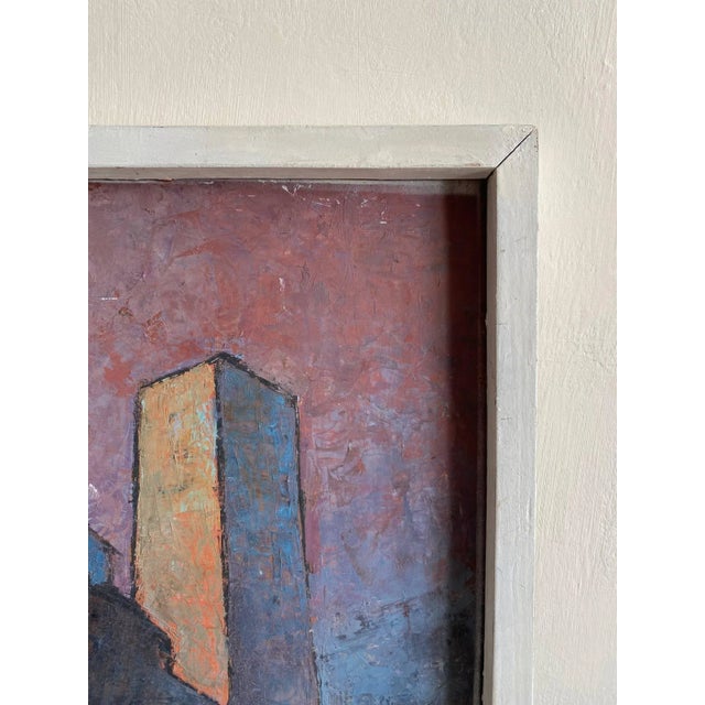 1970s Jaume Rocamora, Brutalist Architectural Landscape, Oil on Board, 20th Century For Sale - Image 5 of 9
