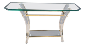 Brass and Acrylic Glass Console Table, 1970s