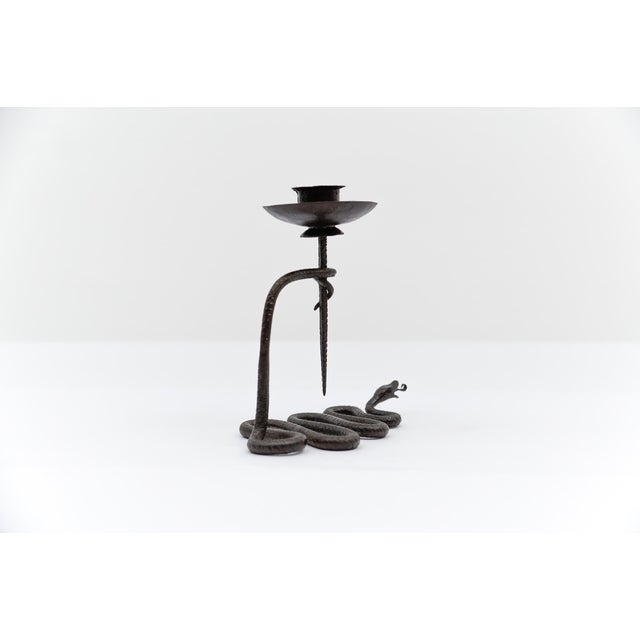 Hand-Forged Iron Snake Design Sculpture Candleholder, 1960s For Sale - Image 6 of 13