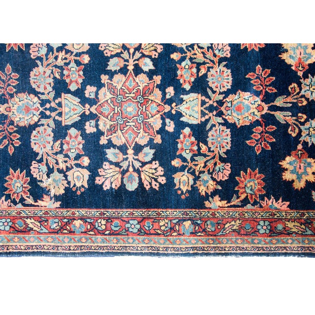 Navy Blue Early 20th Century Persian Sarouk Rug For Sale - Image 8 of 14