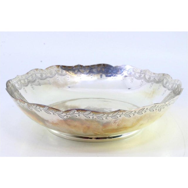 Silver Plate with Scalloped Rim, Engraved Garlands and East India Company Symbol For Sale - Image 4 of 6