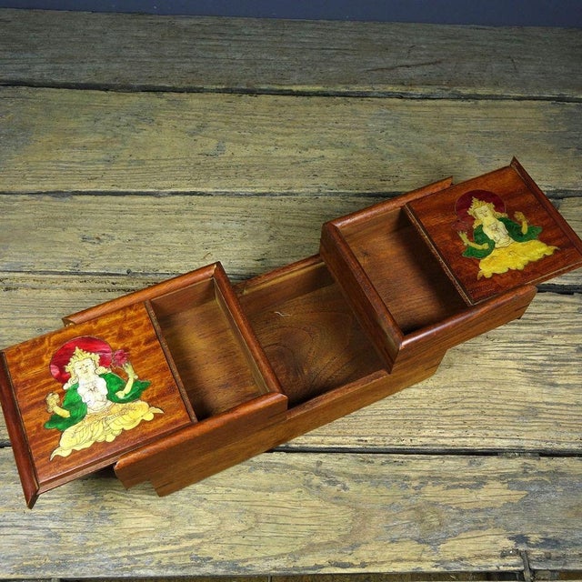 Vintage Rosewood Box With Mother-of-Pearl Guanyin Inlay For Sale - Image 4 of 9