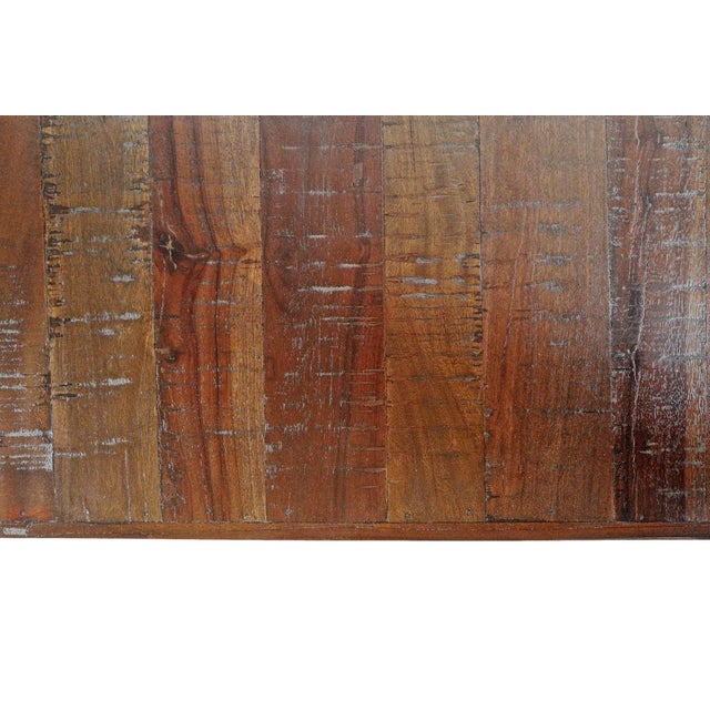 Brown Salvaged Wood Mod Waterfall Coffee Table For Sale - Image 8 of 9